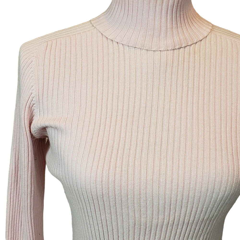 NY&Co Light Pink Ribbed Knit Turtleneck Sweater - Picture 5 of 5
